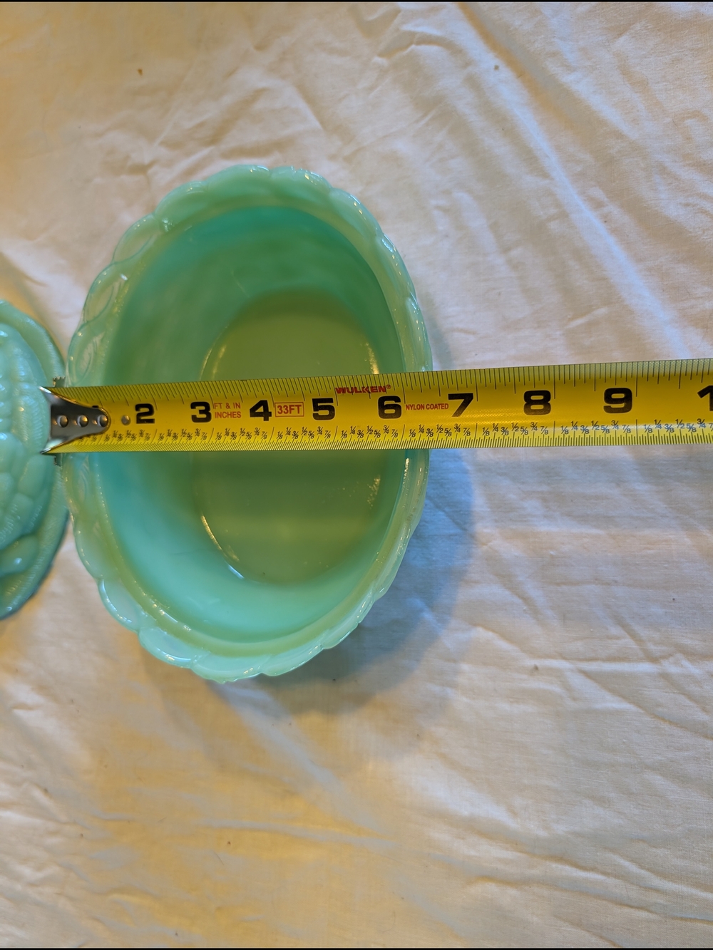 Westmoreland jadeite Green Glass Hen on Basket Dish - Picture 7 of 7